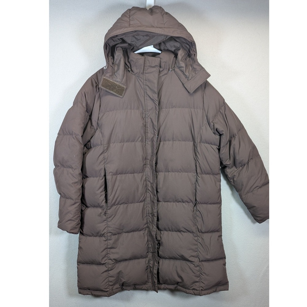 LL Bean Ultrawarm Long Down Coat Brown Hooded Parka XL Reg 227260 Womens